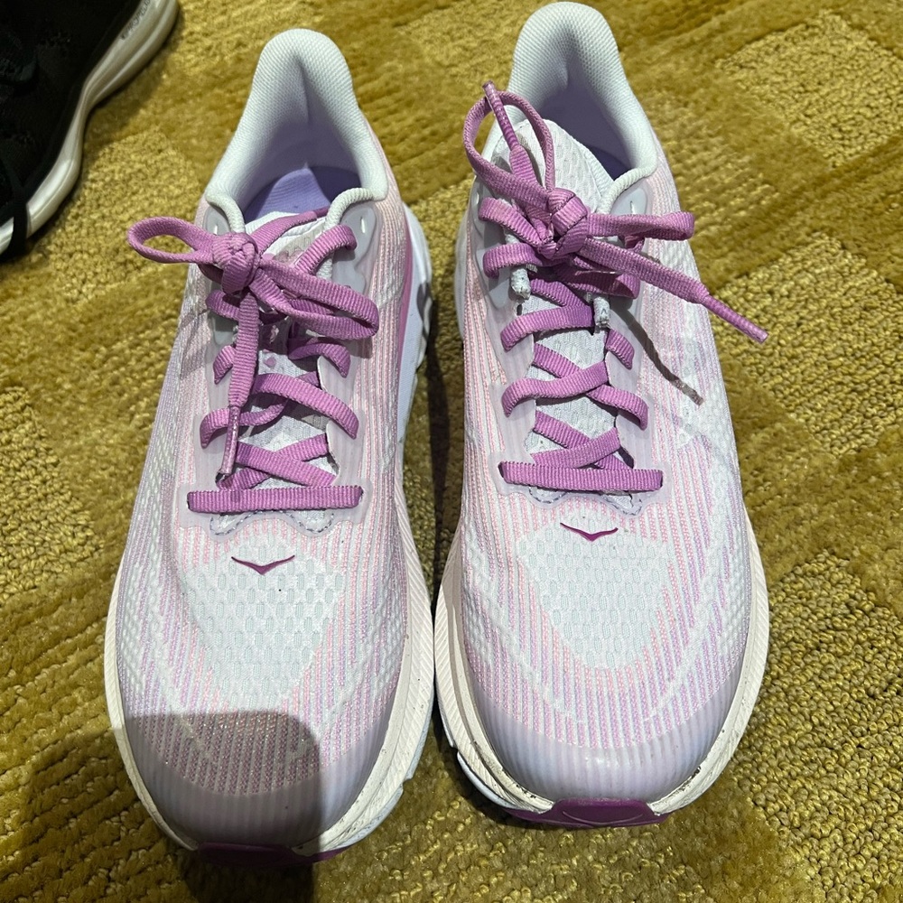 Hoka Lavender and White Running Shoes